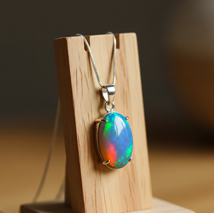 Vente chaude 925 Sterling Silver Bohème Style Pendentif Naturel Éthiopien Opale Guérison Cristal Pierres 18K Or Lunette Réglage Drop - Product Image 5