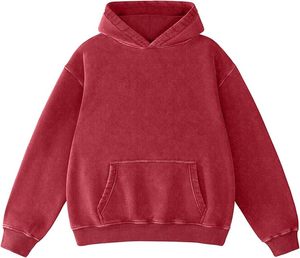 Sweat à capuche surdimensionné délavé à l'acide pour hommes Vintage Streetwear Pull en coton épais Sweat coupe ample avec poches - Product Image 4