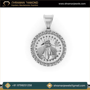 Bijoux fins faits à la main de qualité supérieure Design moderne 1.02 TCW 10K Gold Custom Icy Liberty Charm Moissanite Diamond Pendant - Product Image 4