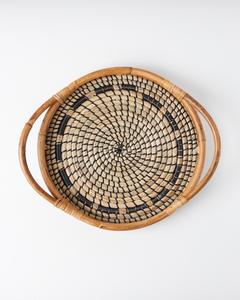 Plateau à fruits rustique bohème fait à la main avec vaisselle en jonc de mer vintage poignées robustes de mauvaise qualité pour la cuisine - Product Image 6