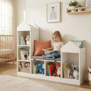 Ensemble scandinave moderne en bois et plastique, meuble multifonctionnel pour coin lecture, salle de bain, maternelle, chambre, école, gymnase, cuisine - Product Image 2