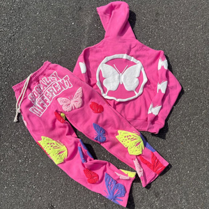 Costume de sport décontracté pour hommes 100% coton à capuche brodé marque à la mode délavée pour la saison d'automne - Product Image 4