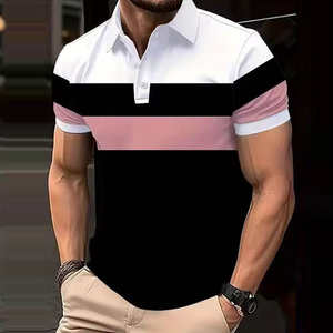 Camisa de solapa de manga corta a juego de color personalizada para hombre, adecuada para deportes al aire libre como golf y tenis, camiseta Polo de moda - Product Image 5