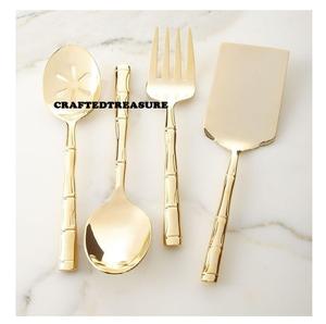 Ustensiles de cuisine Vaisselle Couverts Serveur à salade en acier inoxydable avec manche en feuille Servir les aliments Spork Salade Fourchette Cuillère Serveur Ensemble - Product Image 6