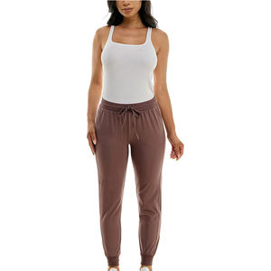 Pantalones Deportivos Casuales de Algodón para Yoga, Cintura Media, Cordón Ajustable, Elásticos, Transpirables, para Mujer - Product Image 1