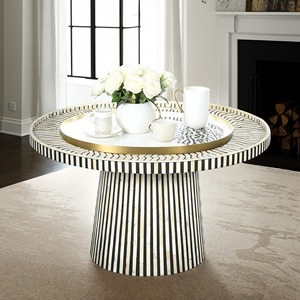 Tabouret console en incrustation d'os, design floral, décoration intérieure, tabouret en résine noire en incrustation d'os pour salon / meuble - Product Image 4