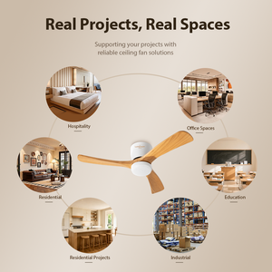 USA In Stock 42 Inch <b>Ceiling</b> Fan with <b>Light</b> and <b>Remote</b>, Solid Wood Flush Mount Low Profile <b>Ceiling</b> Fan for Bedroom - Product Image 3