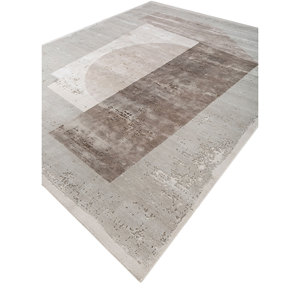 Alfombra Aakar by Kavi de Lana y Seda de Bambú Anudada a Mano, Gris y Negra, Rectangular, con Patrón 3D para Pasillo, para Uso Doméstico - Modelo Eskn-330 - Product Image 2