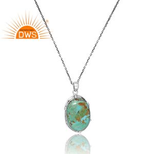 Superventas 925 plata esterlina Natural Kingman turquesa piedra preciosa colgante collar Demi joyería fina para mujer regalo para ella - Product Image 2