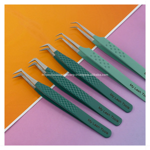 Pince à épiler professionnelle pour extensions de cils en fibre, courbée, volume classique, 45 degrés, 90 degrés, en acier inoxydable - Product Image 2