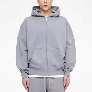 French Terry Winter Pullover Hoodie Blank Cropped Men Sweatpants and Hoodie Set Custom Men's Hoodies Embroidered logo - Product Image 1