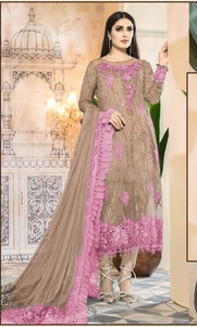 Nueva Georgette de zorro pakistaní con traje de trabajo bordado con parte inferior de Salton con traje Dupatta para mujer - Product Image 3