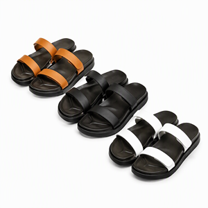 Sandales à double bride pour femme en PU, à bout ouvert, légères, avec semelle intermédiaire en EVA amortie, pour la plage et la marche estivale - Product Image 1