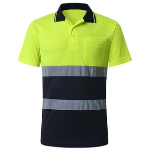 100% Cotton Men's Reflective <b>Polo</b> T-Shirts Construction Work wear <b>Polo</b> Short Sleeve Work <b>Polo</b> T Shirts - Product Image 3