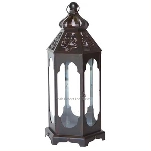 Linterna de Metal marroquí antiguo negro mate, mesa hecha a mano para el hogar, decoración de Ramadán, linternas de hierro de diseñador - Product Image 6