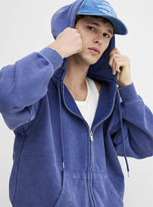 100% Cotton Zip-Up <b>Hoodie</b> Eco-Friendly Anti-Pilling Feature Streetwear Style <b>Long</b> Length Hooded Collar Front Logo for Winter - Product Image 4