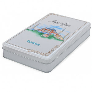 Boîte-cadeau rectangulaire en étain argenté mat personnalisée, imprimée, 200x300x46 mm, qualité alimentaire - Product Image 5