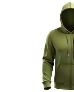 Men Olive Green <b>Zip</b> Up <b>Hoodie</b> with Front <b>Pockets</b> Adjustable Drawstring Hood Soft Fleece Sweatshirt for Casual Wear - Product Image 3