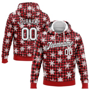 Custom Printing Custom Stitched Red-White 3D <b>Christmas</b> Sports Pullover Sweatshirt <b>Hoodie</b> - Product Image 2