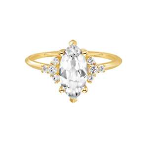 Bague de Mariage de Luxe en Argent 925 Plaqué Or 18 carats avec Zircon Cubique Pavé en Forme de Goutte de Larme - Product Image 2