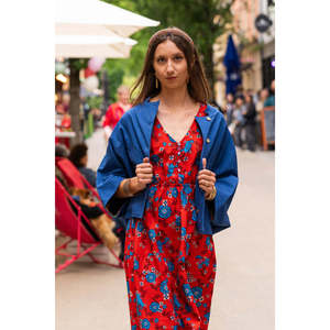 Chaqueta Reversible de Pana con Capucha, Cierre de Cremallera, Impermeable, con Patrón Bordado, para Primavera, Talla XS - Product Image 3