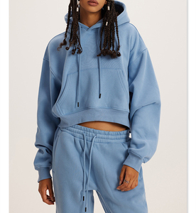 ชุดเสื้อมีฮู้ดแบบมีเชือกรูดและกางเกงขายาวของผู้หญิงมีโลโก้ด้านหน้ามีฮู้ดและกระเป๋าจิงโจ้ - Product Image 4