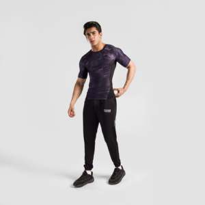 เสื้อยืดออกกำลังกายถักสีดำ พร้อมลาย DIY แบบเรียบ/ลาย DIY แบบมีลวดลาย  สามารถพิมพ์ลายแบบ Sublimation Transfer และ Silk Screen Printing ได้ - Product Image 4
