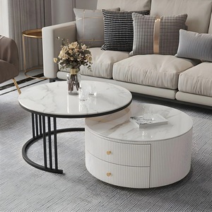Le meilleur cadre de finition d'or de table basse de conception avec la table latérale supérieure ronde de marbre pour décorer un bel hôtel à la maison. - Product Image 6