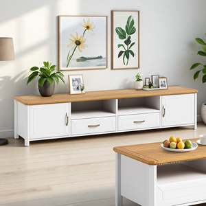 Scandinavian Vintage Wooden <b>TV</b> Stand for Home Furniture 2.4M Modern & Electric <b>Design</b> - Product Image 1