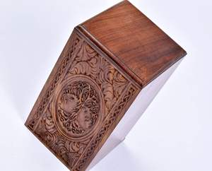 Urna de palisandro para cenizas humanas-Caja de madera de árbol de la vida-Urna de cremación personalizada para cenizas Caja de madera grande hecha a mano - Product Image 4