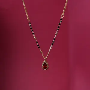 Trendy Gold Plating Teardrop Garnet <b>Pendant</b> Necklace Link Chain Women's Religious Party Gift Jewelry Featuring <b>Pearl</b> Main Stone - Product Image 4