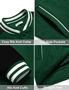 Veste universitaire à logo brodé sur le devant, streetwear d'hiver personnalisé pour équipe, faible MOQ, uniforme d'école secondaire, veste de lettreman - Product Image 2