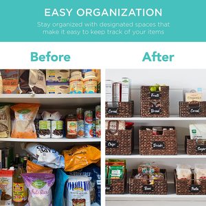 Organisateurs de cuisine tissés de qualité supérieure avec étiquette de tableau noir jacinthe d'eau garde-manger paniers de rangement paniers tissés pour le stockage - Product Image 6