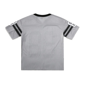 2025 Streetwear Oversized Mesh V-Neck Star Graphic 88 Print Short Sleeve Gray American Football Jersey Unisex Breathable Style - Product Image 2