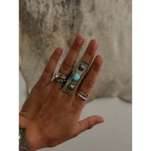 Danny Henio Golden Hills <b>Statement</b> <b>Ring</b> Platinum Turquoise Sterling <b>Silver</b> Bezel Setting Cut Size 8.75 for Everyday Wear Gifts - Product Image 2