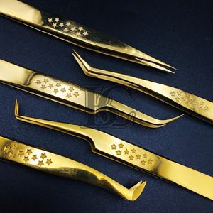 Nueva llegada Pinzas de pestañas de acero inoxidable sostenibles en Plasma Color dorado Disponible en MOQ bajo Pinzas de pestañas visón - Product Image 6