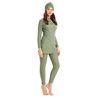 Burkini musulman modeste personnalisé pour femme, haut à manches longues froncé et leggings, maillot de bain 2 pièces couvrant entièrement le corps