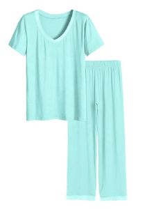 Pijama de algodón elegante para mujer con cuello de muesca suave botón ropa de dormir de manga larga para verano invierno otoño con logotipo frontal - Product Image 3