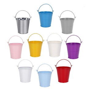 Juego de 4 cubos de Metal de Color esmaltado con asa para el hogar, decoración de jardín al aire libre, maceta de flores, cubos multiusos - Product Image 4