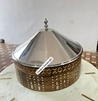 Nouveauté : Plat de service de luxe en bois et acier inoxydable, nouveau design, pour la maison, l'hôtel et la restauration