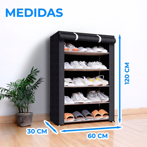 Organizzatore per Scarpe a 5 Ripiani, Scaffale in Tessuto Facile da Montare con Copertura Antipolvere e Chiusura Frontale per Arredamento Soggiorno - Product Image 4