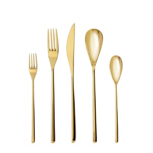 การตกแต่งและการออกแบบที่กําหนดเองสวยงาม OEM สแตนเลสที่น่าสนใจทันสมัยโลหะ Flatware ชุดช้อนส้อมอาหารค่ําสําหรับการใช้โต๊ะรับประทานอาหาร