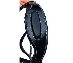 Brida de salto anatómica de cuero vegetal teñido a tambor de calidad premium con cristales para equitación - Product Image 2