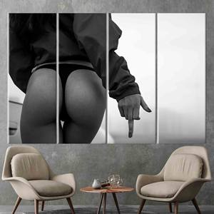 Printed Canvas Art: Elegant Girl in <b>Black</b> Thong,4P: Gallery <b>Wrapped</b> - Product Image 1