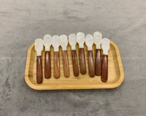 Cuillère à caviar faite à la main en nacre mélangée avec du bois naturel Taille 12cm - Product Image 5