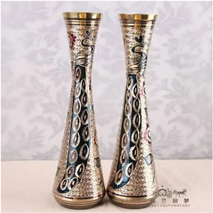 Jarrón negro y latón color latón clásico boda Centro fiesta decoración del hogar Mesa creativo clásico barato jarrón de Metal - Product Image 6