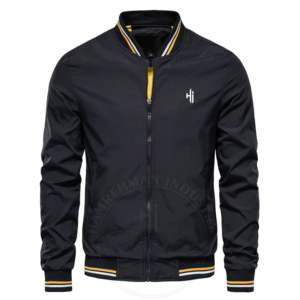 2024 <b>Men's</b> High Quality Bomber <b>Jacket</b> New Design O-Neck Canvas Zipper Top 100% Genuine Puffy Look Spring Plain Dyed <b>Smart</b> <b>Casual</b> - Product Image 5