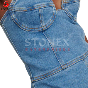 Venta al por mayor de alta calidad de las mujeres corsé mono de mezclilla Casual Rompers vestido de moda para las mujeres - Product Image 5