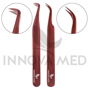 Meilleure pince à épiler professionnelle de haute qualité en acier inoxydable pour extension de cils, pointe plate et en fibre personnalisée pour une utilisation beauté des cils volumineux - Product Image 2