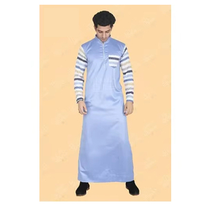 Thobe musulman traditionnel pour hommes fabriqué en Inde avec manches de bonneterie en polyester respirant Thobe de mariage Exportateurs Vente - Product Image 2